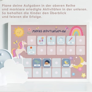 Rutina matutina y vespertina para niños Rutina matutina unicornio para niños para imprimir Plan de rutina para niños personalizado