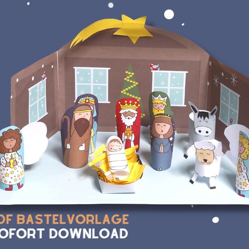 Printable Nativity Scene & Masks Etsy