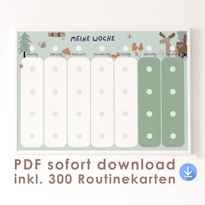 Plan semanal para niños para imprimir PDF Plantilla de plan semanal Montessori en PDF para niños Descarga inmediata Animales del bosque