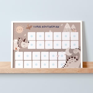 Plan de routine pour enfants personnalisé Routine du soir enfants Routine du matin enfants Routines quotidiennes enfants Cartes de routine Dinos Boho Montessori