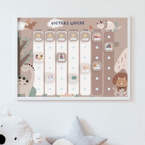 Agenda hebdomadaire pour enfants avec dinosaures A3 Montessori hebdomadaire plan dinosaures Boho A3 hebdomadaire plan maternelle cadeau pour enfants personnalisé