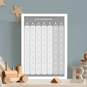Wochenplan A3 für Kinder Montessori 8 Felder minimalistisch grau A3 Wochenplan mit Rahmen Wochenplaner Kinder personalisiert  Montessori