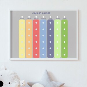 Piano settimanale A3 per bambini Montessori 6 campi Piano settimanale colorato A3 con cornice Planner settimanale bambini personalizzato Montessori