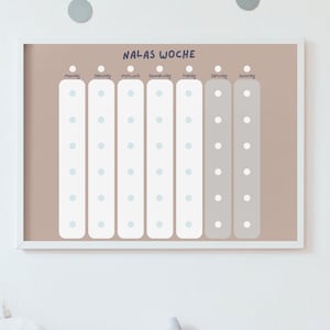 Wochenplan A3 für Kinder Montessori 6 Spalten Minimal Boho A3 Wochenplan mit Rahmen Wochenplaner Kinder personalisiert  Montessori