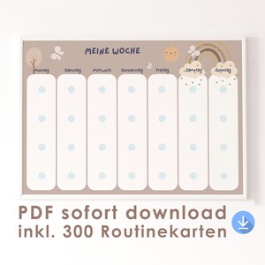 Plan semanal para niños para imprimir Planificador diario PDF Planificador semanal Montessori para niños Descarga instantánea con tarjetas de rutina Horario visual