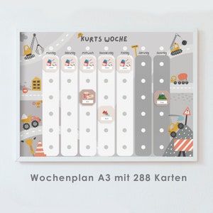 Wochenplan A3 für Kinder Montessori Baustelle A3 Wochenplan Fahrzeuge Wochenplaner für Jungs Tagesablauf Routine Planer Kinderkalender