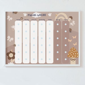 Plan hebdomadaire A3 pour enfants Montessori 6 champs petits animaux Plan hebdomadaire A3 avec cadre Agenda hebdomadaire enfant personnalisé Montessori