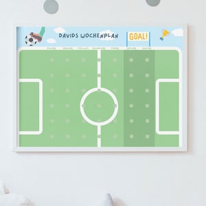 Wochenplan A3 für Kinder Montessori 6 Felder Fußball A3 Wochenplan mit Rahmen Wochenplaner Kinder personalisiert  Montessori