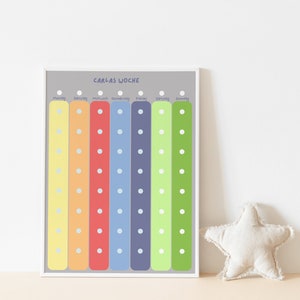 Wochenplan A3 für Kinder Montessori 8 Felder Bunt A3 Wochenplan mit Rahmen Wochenplaner Kinder Boho personalisiert  Montessori Tagesplan