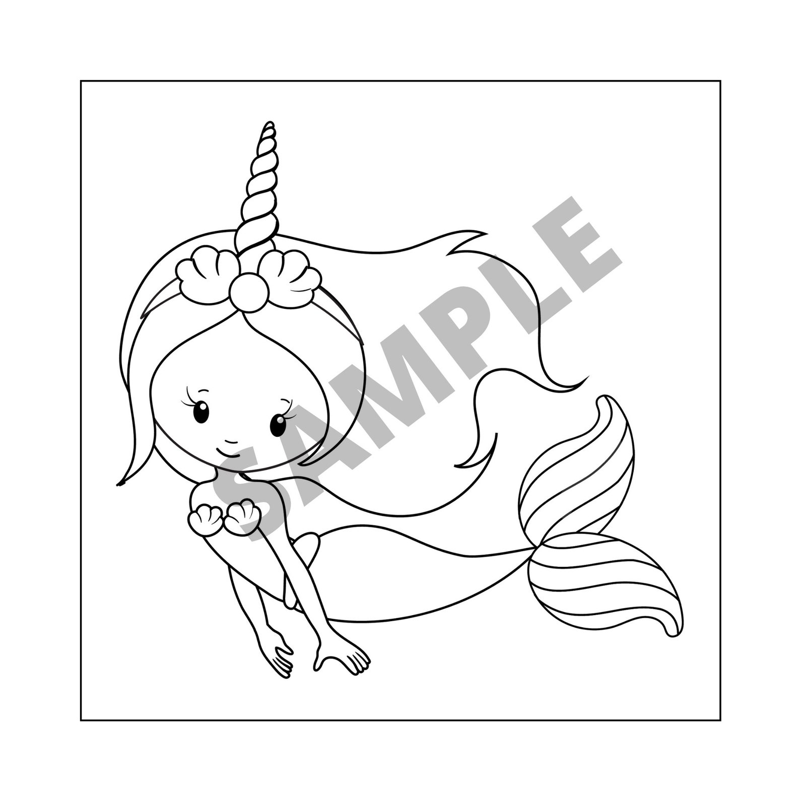 Sea Coloring Pages for Kids Unicorns Mermaids and Other Etsy