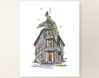 GOBLIN BANK | Wizard Graphic Line Art Print Collection | Room Decor | Poster Print | Theme Park Series