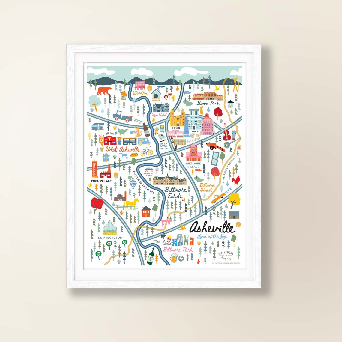 ASHEVILLE NC Map Art Wall Decor City Map Asheville North Etsy