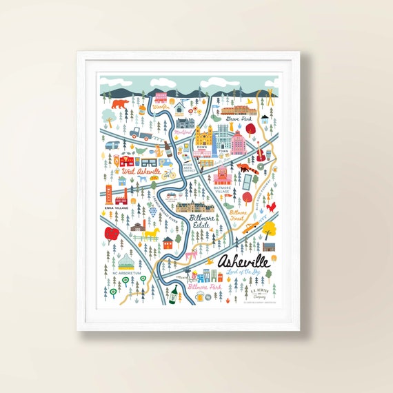 Map Of Asheville Nc Area Asheville Nc Map Art Wall Decor City Map Asheville North | Etsy Australia