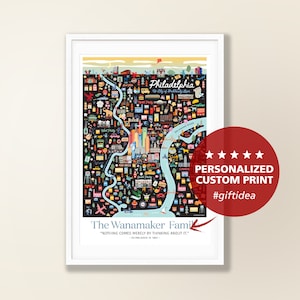 PHILADELPHIA PA Personalisierte Wandkunst | Philadelphia Pennsylvania Home Decor | Philadelphia Wanddekoration | Druck | Skurrile Illustration