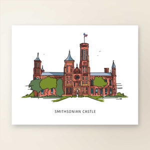SMITHSONIAN SCHLOSS | Kunst Wanddeko | Washington D.C. Iconic Landmark Serie | Posterdruck | Skizze Illustration