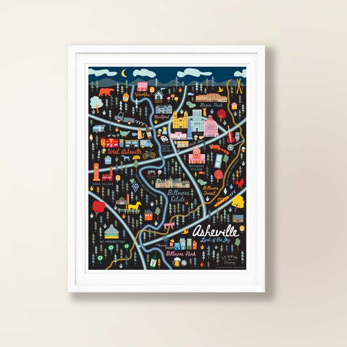 ASHEVILLE NC Map Art Wall Decor City Map Asheville North Etsy