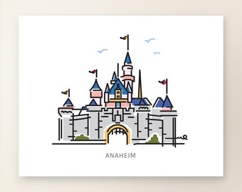 Princess Castle ANAHEIM | Kingdom Graphic Line Art Print Collection | Girls Room | Magic Nursery Baby Room Decor | Theme Park Series
