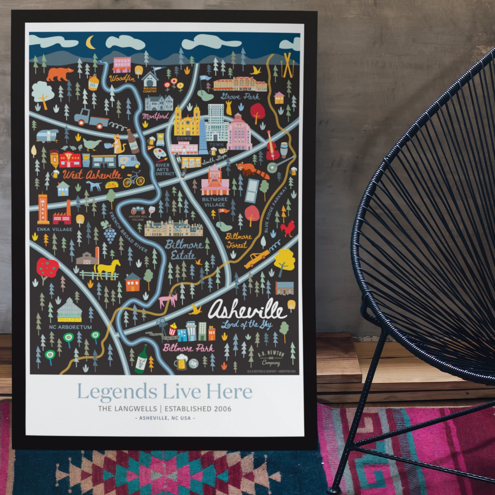 ASHEVILLE NC Personalized Wall Art Asheville North Carolina | Etsy