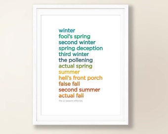 12 SEASONS of FLORIDA | Wall Art Print | Art Print | Florida Sunshine | Cheerful Illustration | Digital Download