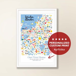 WEST ORANGE FL Personalized Wall Art | West Orange Florida Home Artwork | West Orange Decor | Art Print | Whimsical Illustration | Day