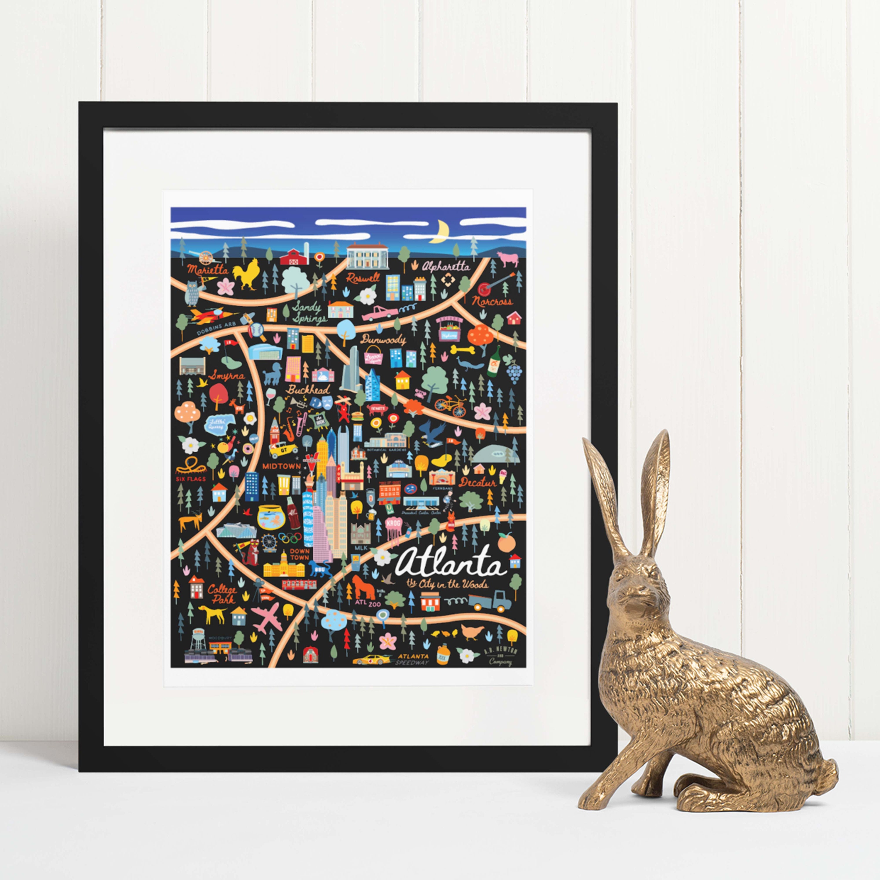 ATLANTA GA Map Art Wall Decor | City Map Atlanta Georgia | Art Print ...