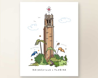 CENTURY TOWER | Konstväggdekor | Collegiate Print Series | University Of Florida | Affischtryck | Skissillustration