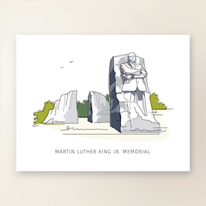 MLK MEMORIAL / Art Wall Decor / Washington D.C. Iconic Landmark Series / Poster Print / Sketch Illustration