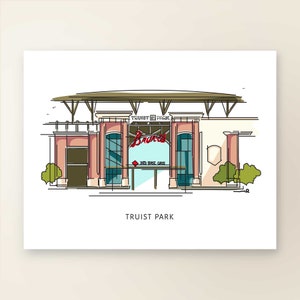 TRUIST PARK | Art Wall Decor | Atlanta Landmark Series | Poster Print | Sketch Illustration