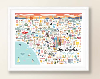 Spitzy's Los Angeles California Map Poster Home Wall Art for Your Bedroom o... 