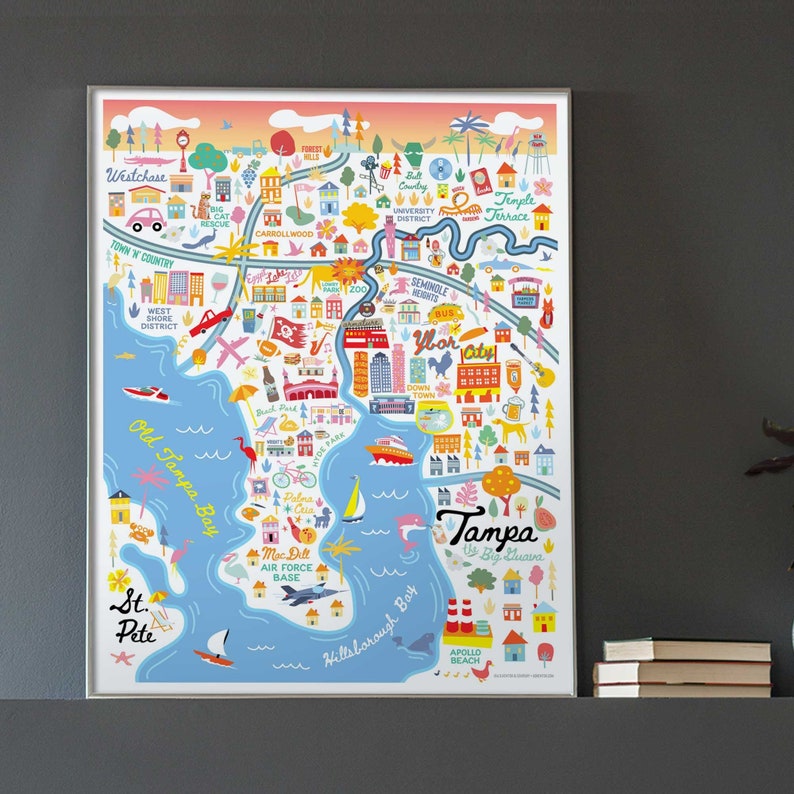 TAMPA FL Map Art Wall Decor City - Il 794xN.2991023305 2766 