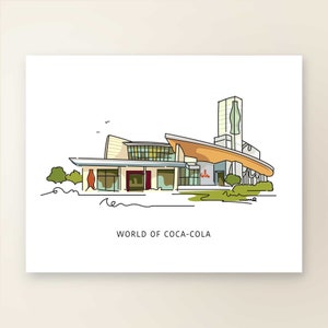 WORLD of COCA-COLA | Art Wall Decor | Atlanta Landmark Series | Poster Print | Sketch Illustration