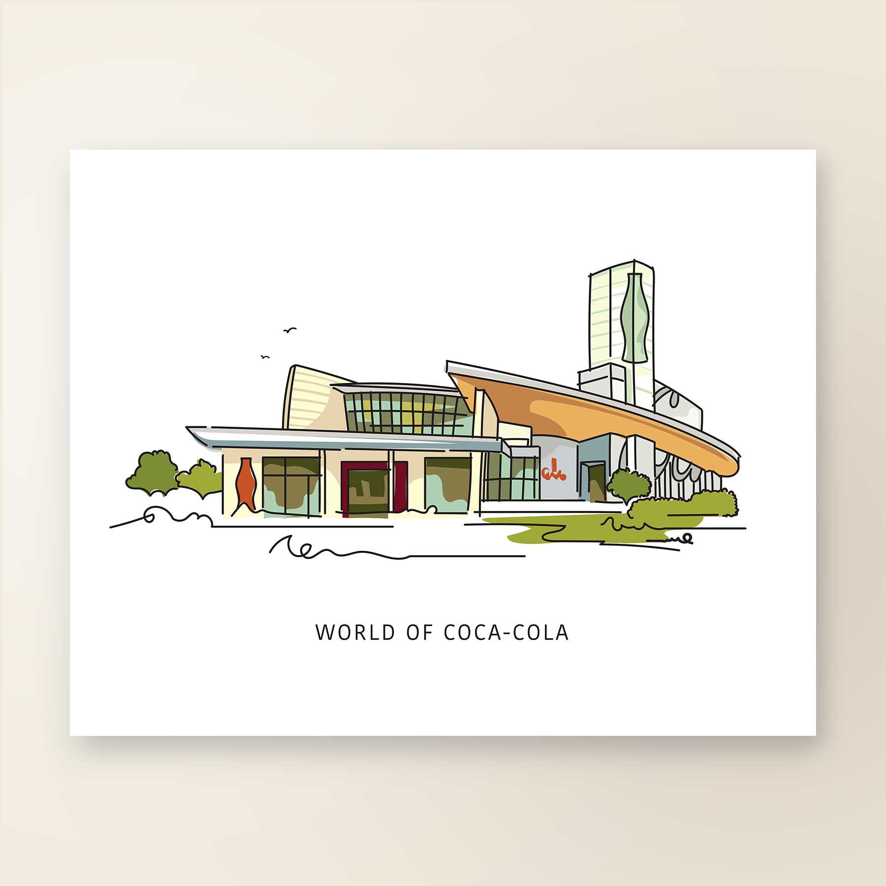 WORLD of COCA-COLA | Art Wall Decor | Atlanta Landmark Series | Poster  Print | Sketch Illustration - Etsy, image size:1800x1800