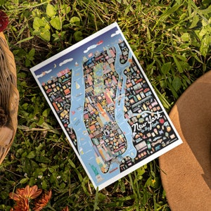 NEW YORK NYC 5x7 Postcard City Map Art New York City City Series Whimsical Illustration Night Version 24 Pack