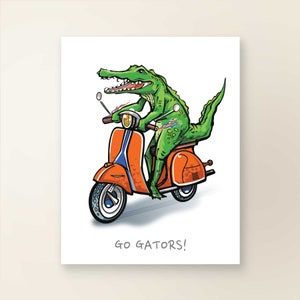 ZIPPY GATOR / Decoración de pared de arte / Serie de impresión colegiada / Universidad de Florida / Impresión de carteles / Ilustración de bocetos
