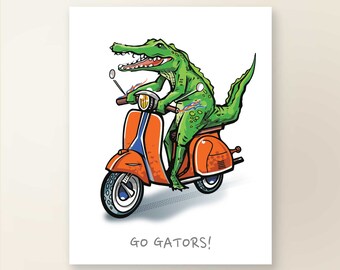 ZIPPY GATOR | Väggdekor | Collegiate Print Series | University Of Florida | Affischtryck | Skissillustration