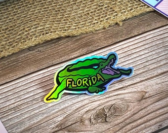 Holographic Florida Gator | A Florida Inspired Sticker | For Laptop Planner Car Water Bottle | Vinyl Waterproof