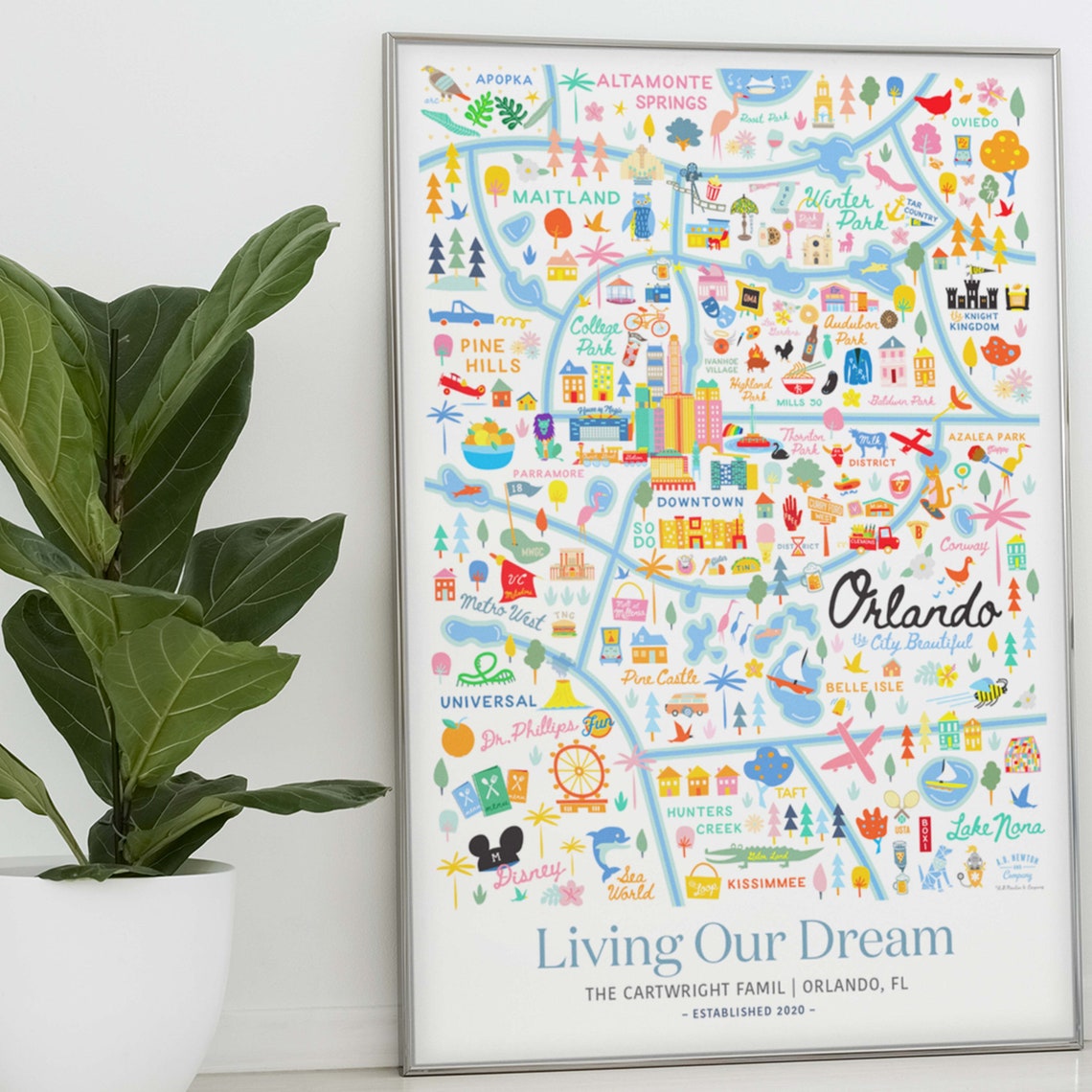 ORLANDO FL Personalized Wall Art Orlando Florida Home Decor Etsy