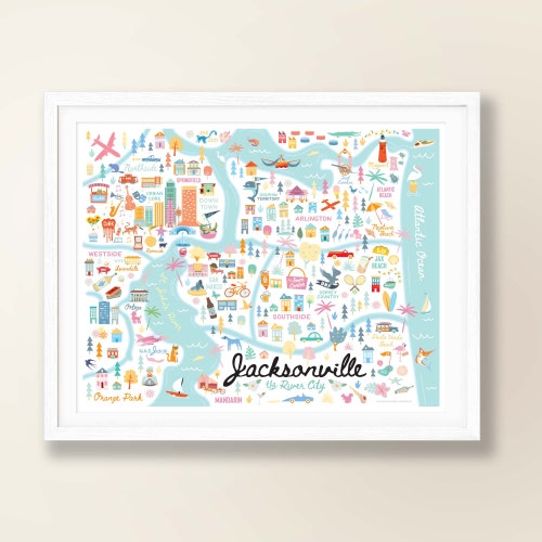 JACKSONVILLE FL Map Art Wall Decor City Map Jacksonville Etsy