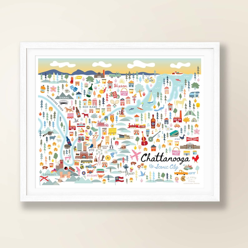 CHATTANOOGA TN Map Art Wall Decor City Map Chattanooga Etsy