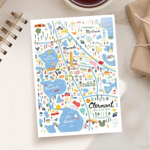 CLERMONT FL 5x7 Postcard | City Map Art Clermont Florida | City Series | Whimsical Illustration | Day Version