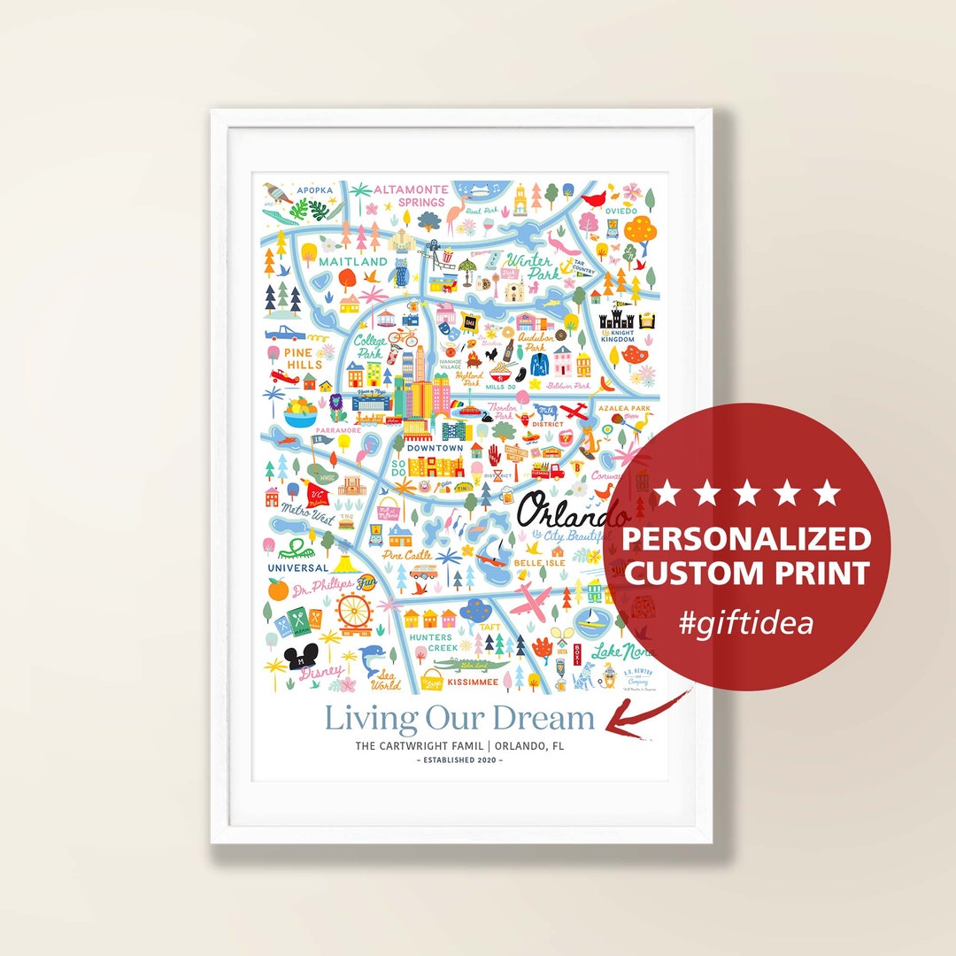 ORLANDO FL Personalized Wall Art Orlando Florida Home Decor Etsy