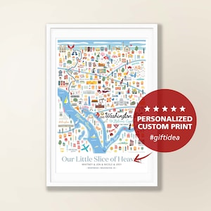 WASHINGTON DC Personalisierte Wandkunst | Washington DC Home Decor Kunstwerk | Washington Wanddekoration | Kunstdruck | Wunderliche Illustration | Tag
