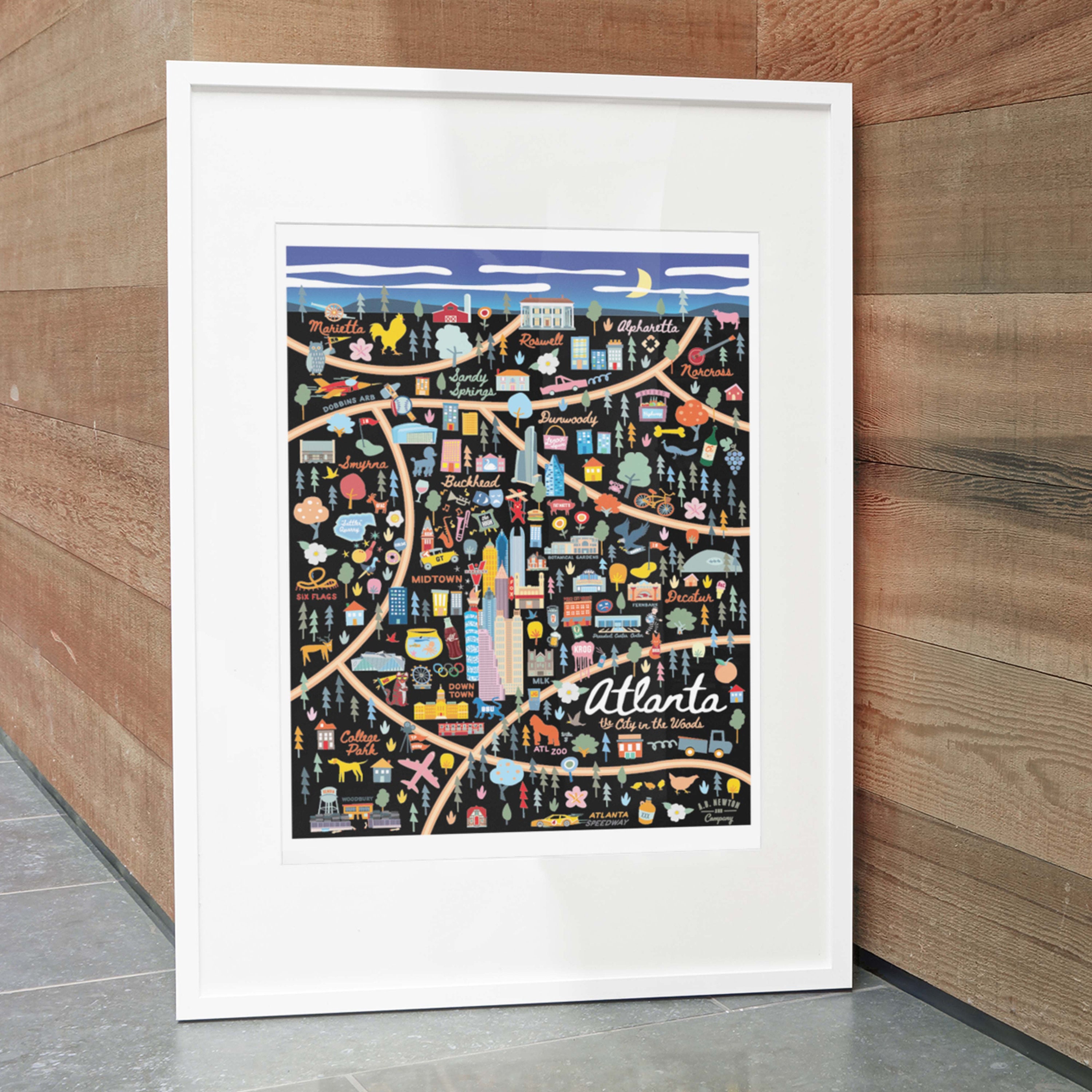 ATLANTA GA Map Art Wall Decor | City Map Atlanta Georgia | Art Print ...