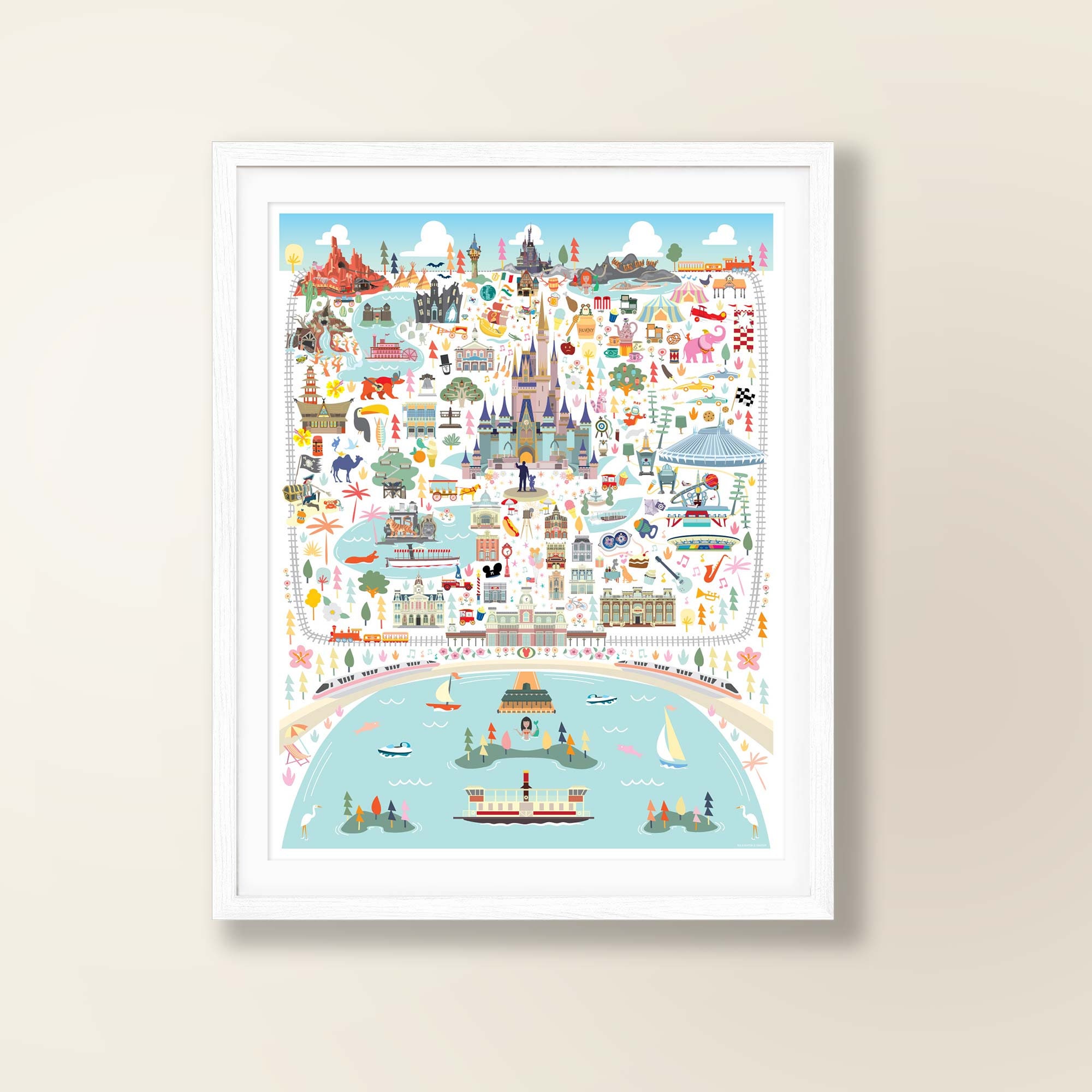 Disney World Map Wall Art Magic Kingdom Poster Walt Disney World Magic Kingdom | Etsy Denmark