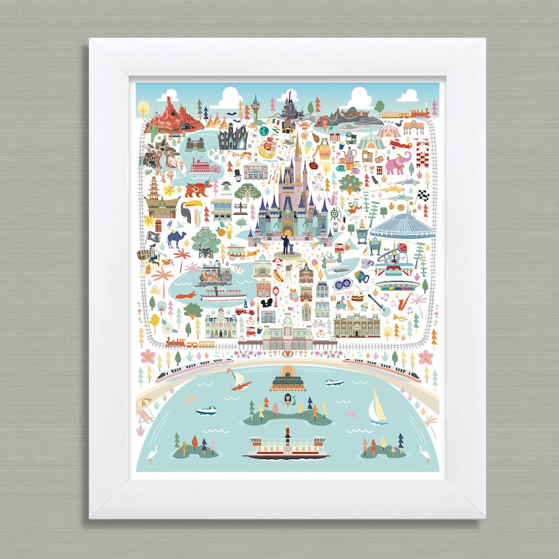 MAGIC KINGDOM Poster Walt Disney World Magic Kingdom Whimsical Map Walt Disney World Wall Decor Disney Art Print image 4