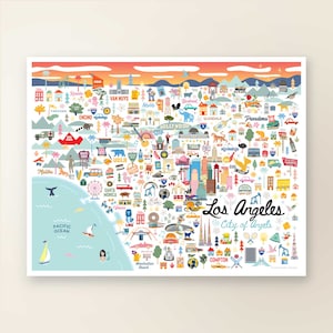 LOSverschluss CA Karte Kunst Wand-Dekor | Stadt Karte Los Angeles Kalifornien | Kunstdruck POSTER | Skurrile Illustration | Tag Version