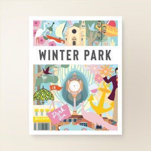 WINTER PARK College Park Map Art Wall Decor | City Map Winter Park Florida | Art Print Poster | Whimsical Illustration