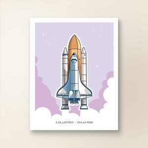 COLUMBIA 1981 | Art Wall Decor | Space Travel Print Series | Poster Print | Sketch Illustration