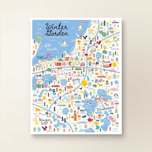 WEST ORANJE FL Muurkaart Art Wall Decor | Stadsplan West Orange Florida | Poster kunstafdruk | Grillige illustratie | Dagversie: