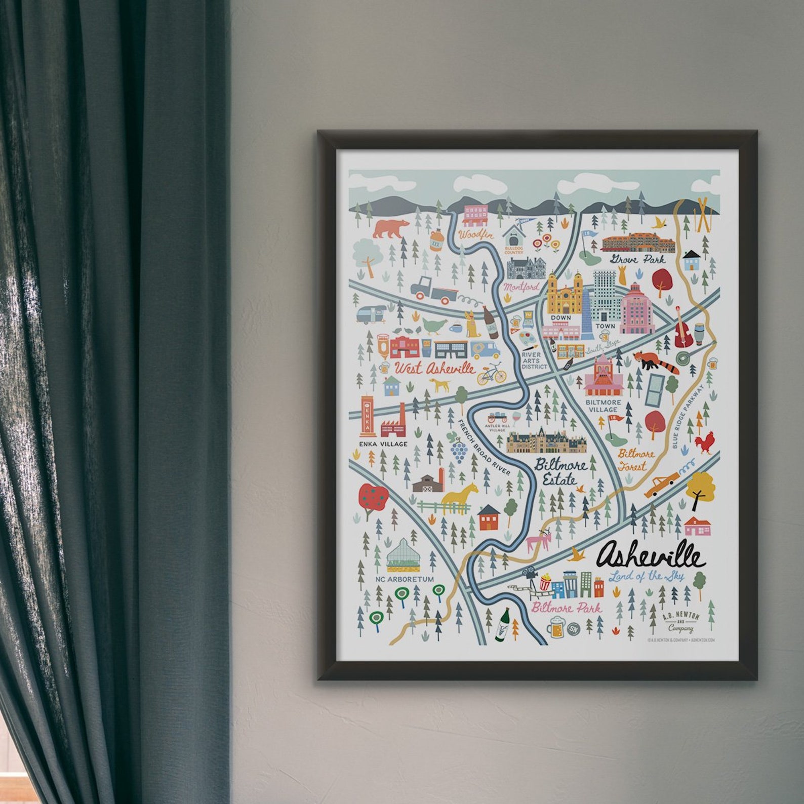 ASHEVILLE NC Map Art Wall Decor City Map Asheville North Etsy